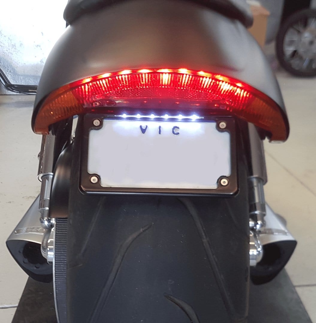 Bikecraft Tail Tidies VRod Muscle Fender Eliminator - Bikecraft Number Plate Light