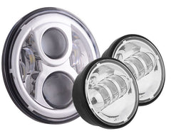 Motorcycle Headlights - 7" 80w LED Headlight & 4.5" Aux Package