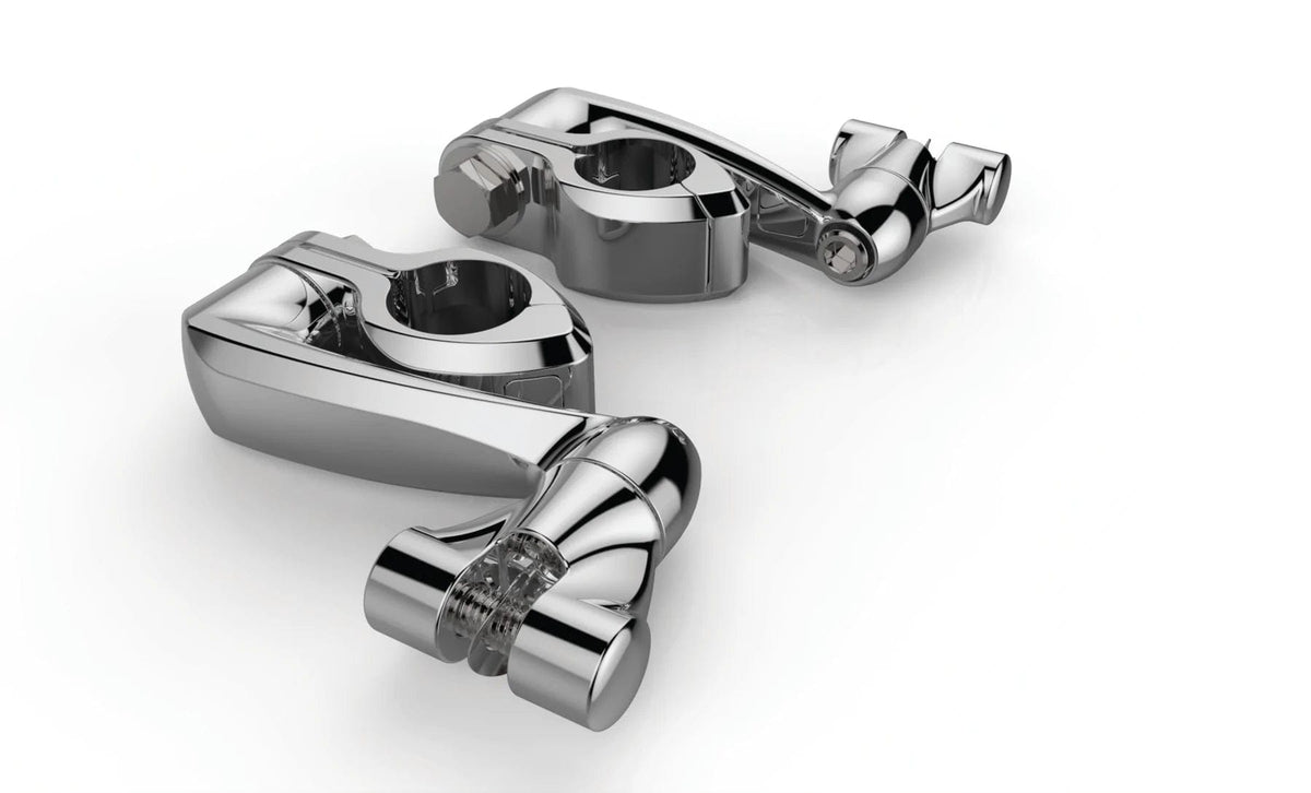Ciro3D Highway Peg Mounts & Footrests Chrome Hingeless Highway Peg Mount Clamps With Extension Arms