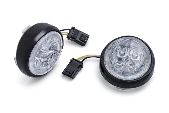 Ciro3D Indicators - Daylight Running Light Black / Clear Fang® Front Signal Light Inserts  - DRL CVO Model