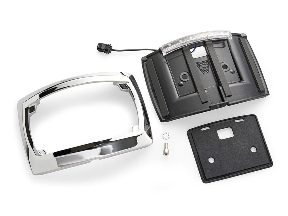 Ciro3D License Plate Frames & Lights Chrome Ciro Curved Frame with Plate Light for 23.5+ HD Touring