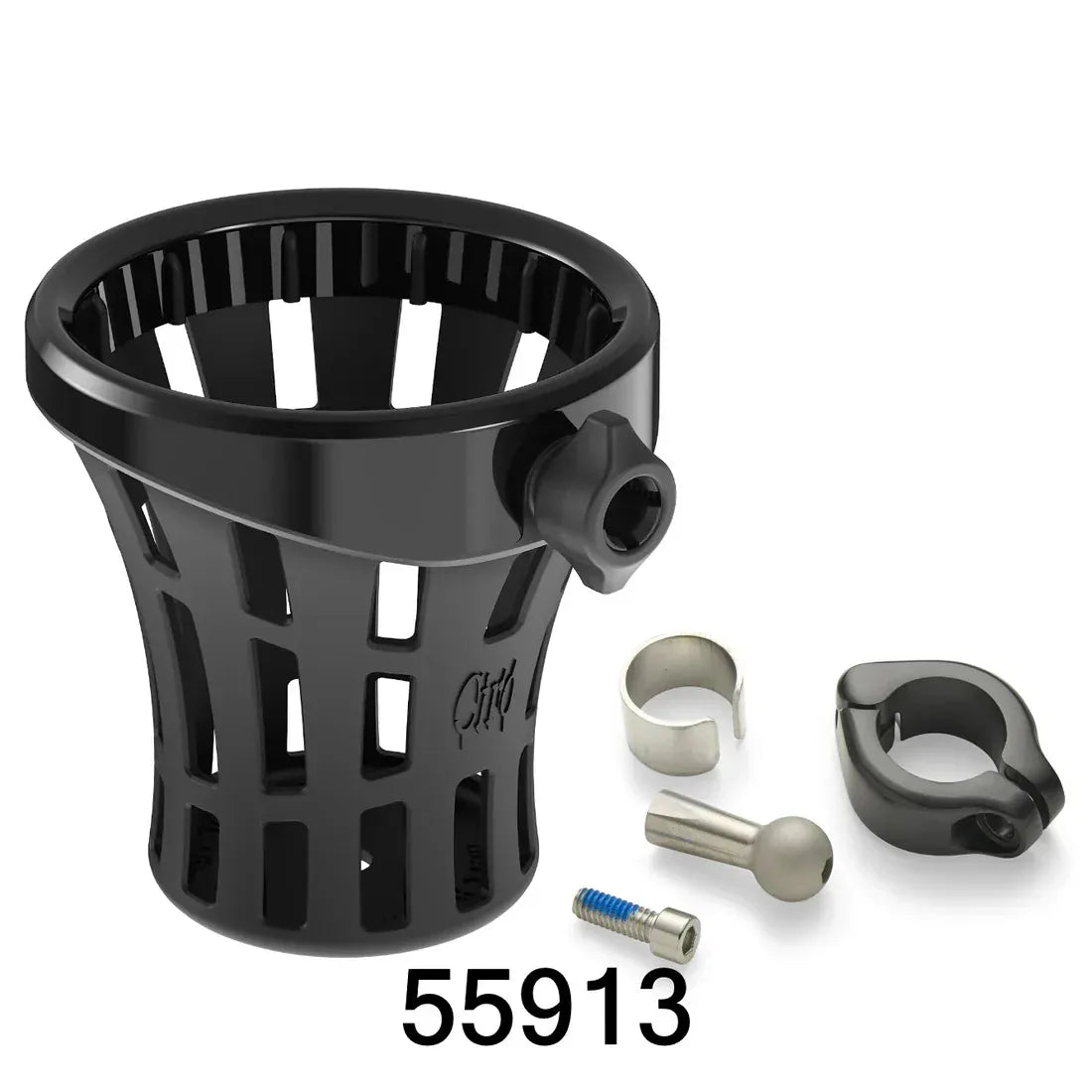 Ciro3D Phone, Drink & Camera Mounts 7/8" or 1" Bars Only / Black GEN 2 BIG ASS® Drink Holder with Aluminium Clamp Mount