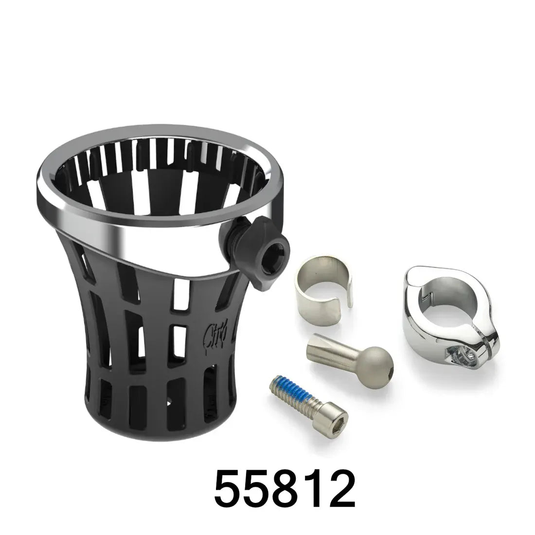 Ciro3D Phone, Drink & Camera Mounts 7/8" or 1" Bars Only / Chrome GEN 2 BIG ASS® Drink Holder with Aluminium Clamp Mount