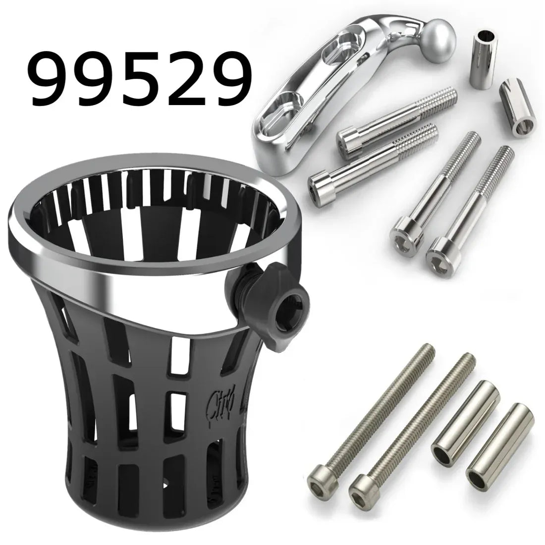 Ciro3D Phone, Drink & Camera Mounts Chrome GEN 2 BIG ASS® Drink Holder with Perch Mount for Indian Pursuit