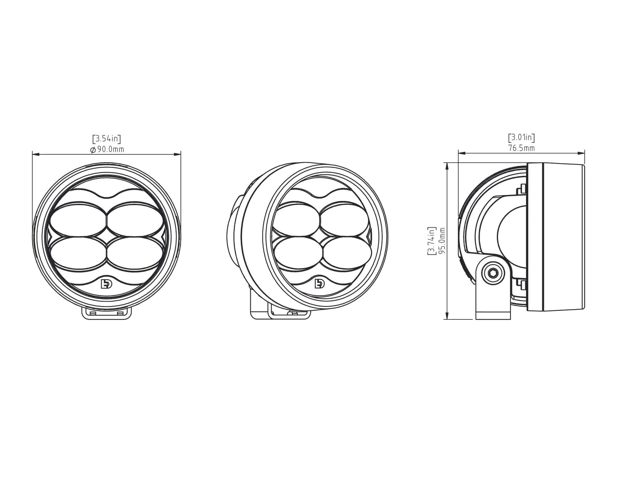 Denali Auxiliary/Driving Lights D3 LED Fog Light Pod (Single) with DataDim™ Technology