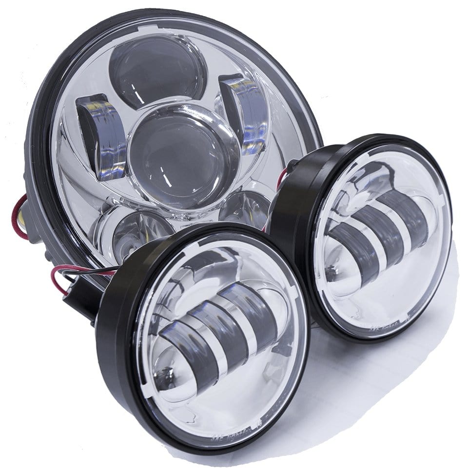 HogLights Australia Headlights 5.75" 50w & 4.5" Aux LED Headlight Bundle