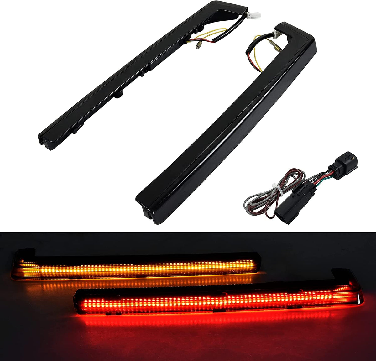 HogLights Australia Indicators - 3-1 (Run, Brake & Indicators) FusionFX TourPack Side Marker Smoke with Amber Indicators