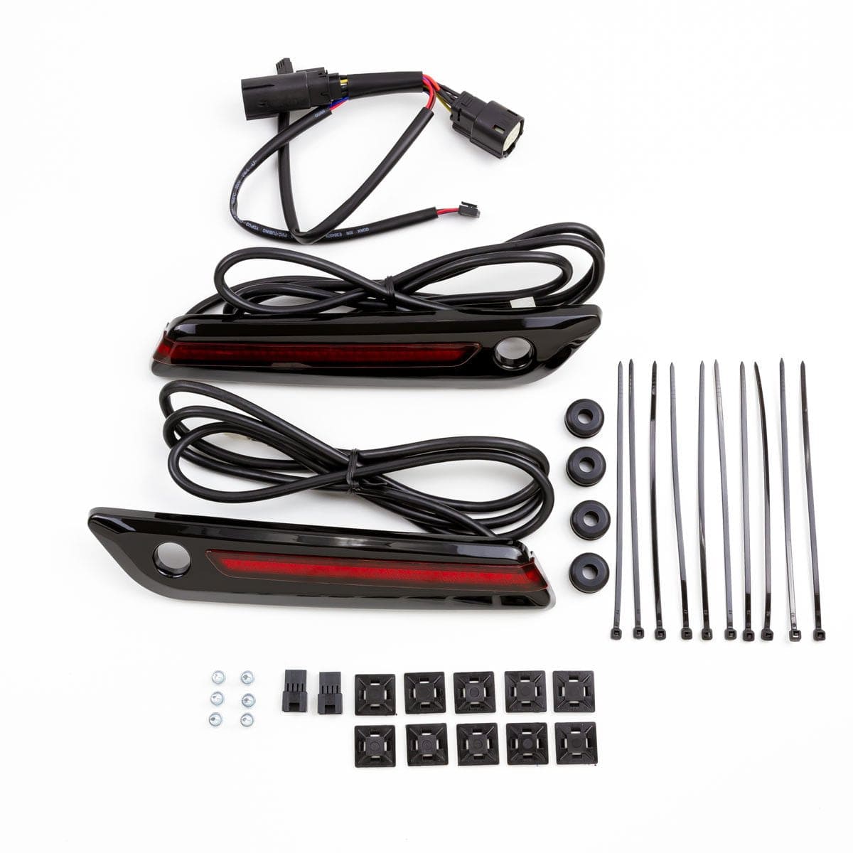 Ciro3D Brake & Tail Lights Black LED Lit Saddlebag Hinge Covers - Red Lenses
