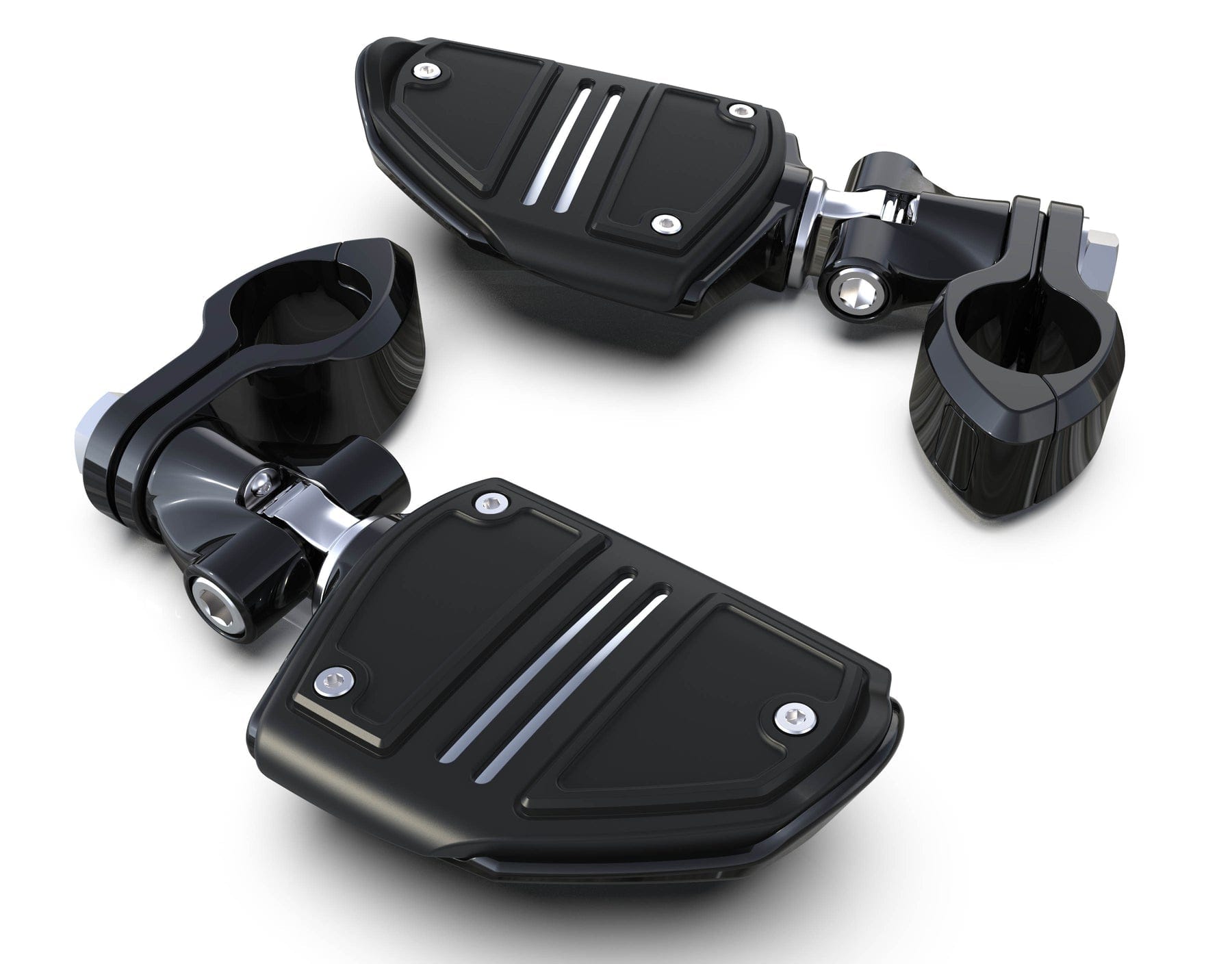 Ciro3D Highway Peg Mounts & Footrests Black Hingeless Clamp, Clevis w/ Twin Rail Footrests