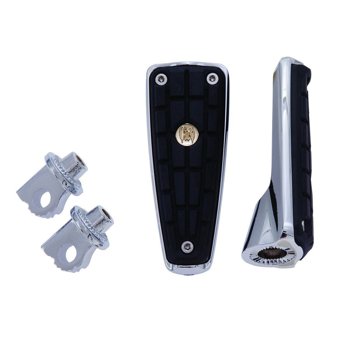 Chrome/Black Motorcycle Highway Foot Pegs – Fits Harley Softail Heritage & Universal