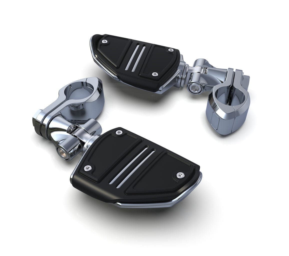 Ciro3D Highway Peg Mounts & Footrests Chrome Hingeless Clamp, Clevis w/ Twin Rail Footrests