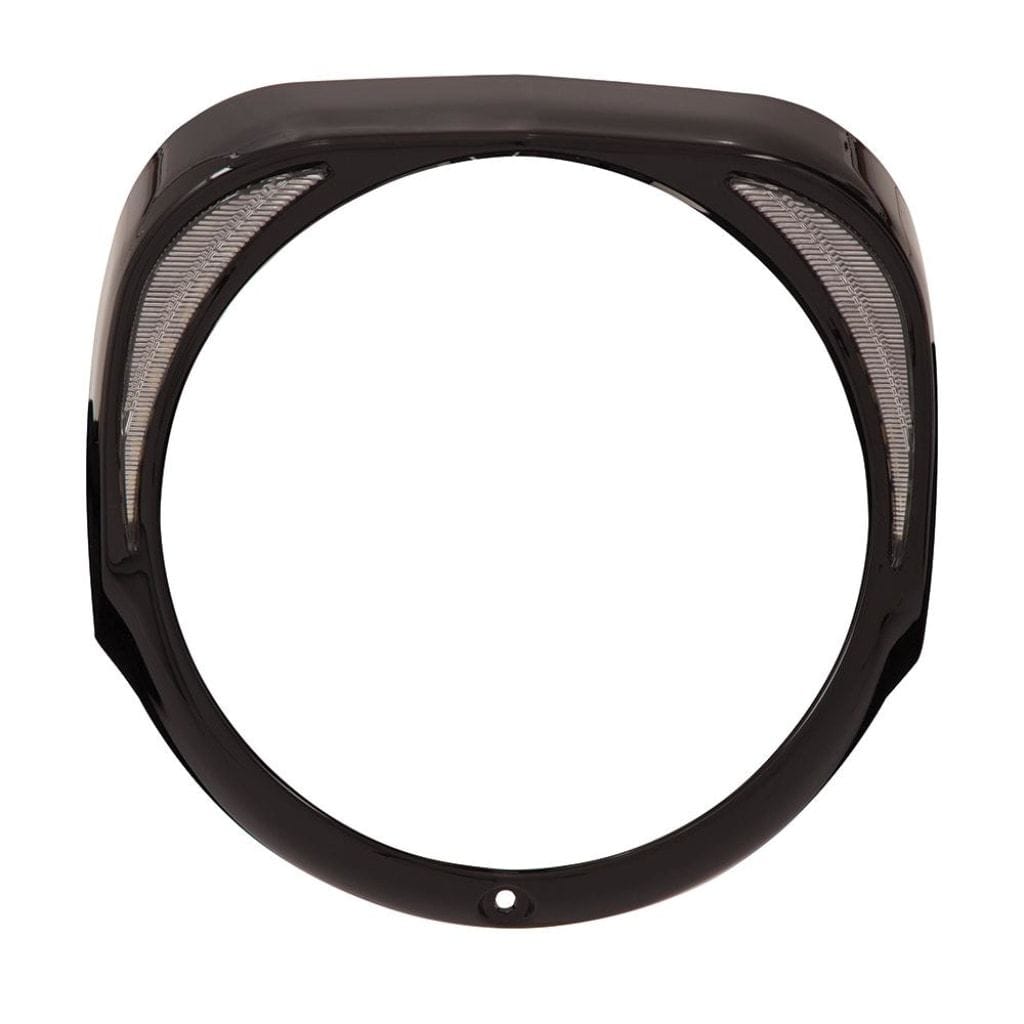 Ciro3D Indicators - Daylight Running Light Black Fang® Headlight Bezel with White LED Running Lights and Amber Turn Signals, '14-up