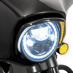 Ciro3D Indicators - Daylight Running Light Fang® Headlight Bezel with White LED Running Lights and Amber Turn Signals, '14-up