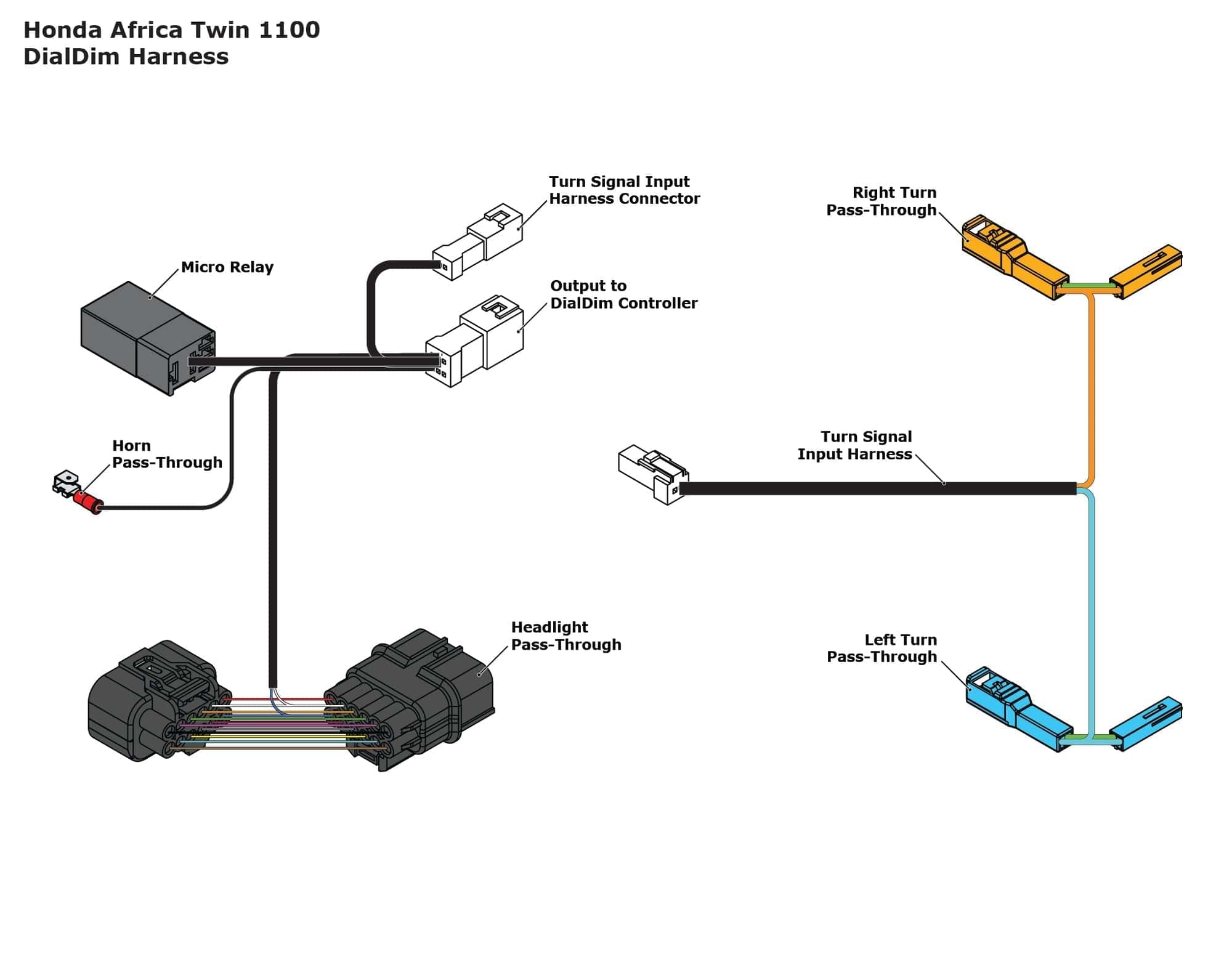 Denali Accessory Management Plug-&-Play DialDim Wiring Adaptor for Honda Africa Twin 1100