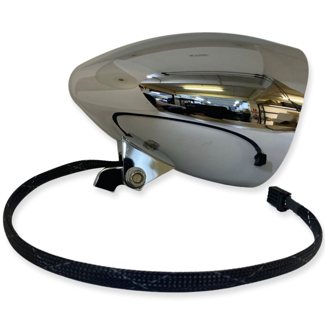 thumbnail interactive-video image 1 of Drag Specialties 5.75 Inch Plain Chrome Visor Peak Motorcycle Headlight - Universal 1 of 4