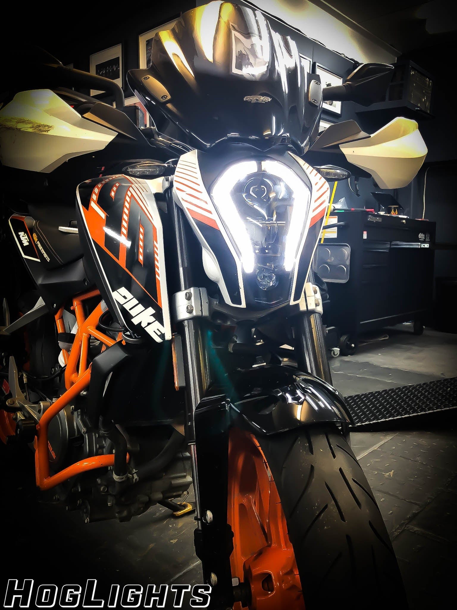 Additional LED headlights for motorcycle KTM Duke 690 (2016 - 2019) - Long  range